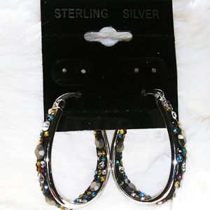 Speckled stones on 925 sterling silver earrings